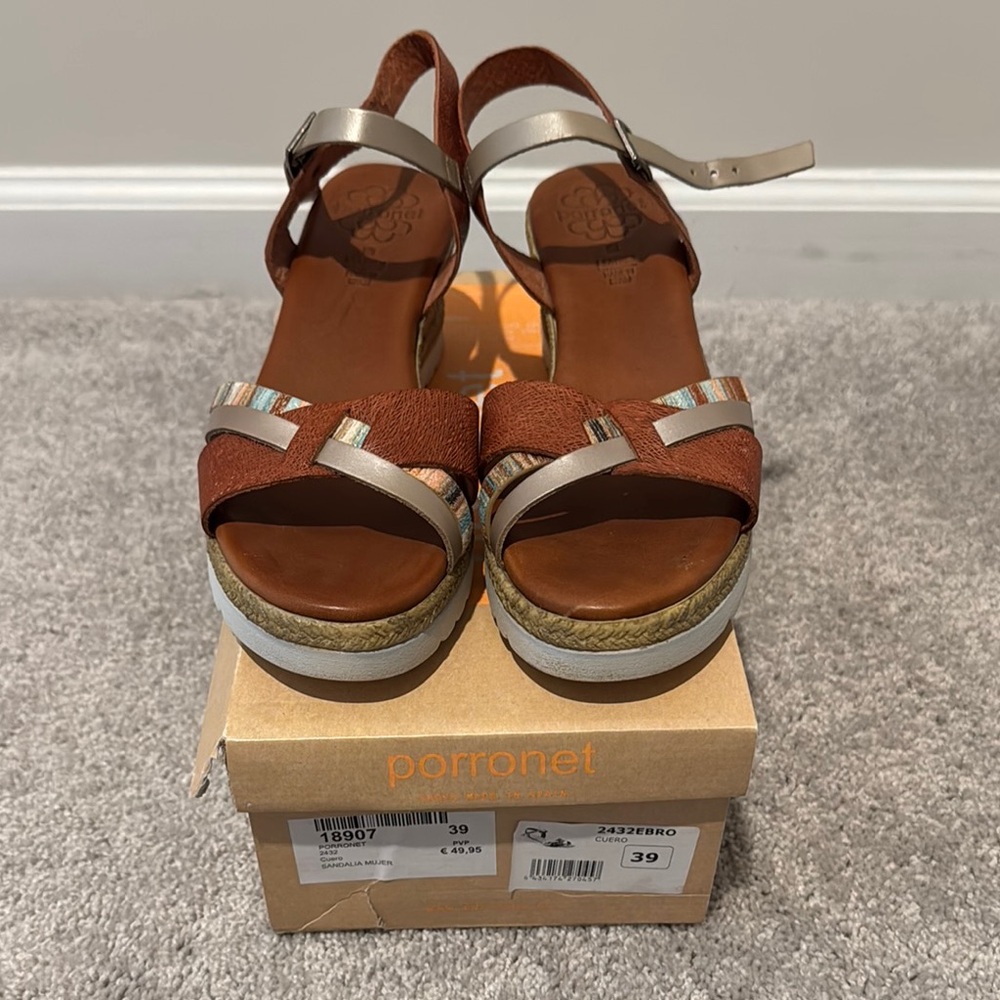 Women's Brown and Silver Sandals